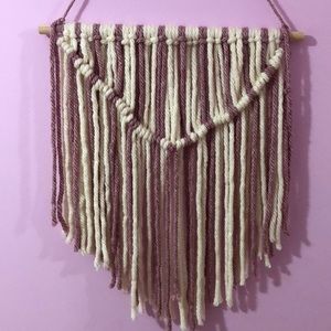 Hand made wall art boho light pink and cream